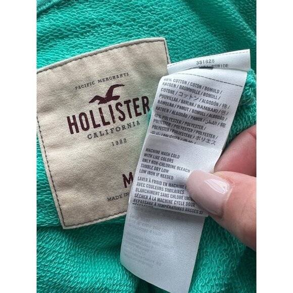 NWT Hollister Seafoam Green Slouchy Embroidered Sequin Logo 3/4 Sleeve Sweater - Picture 10 of 11